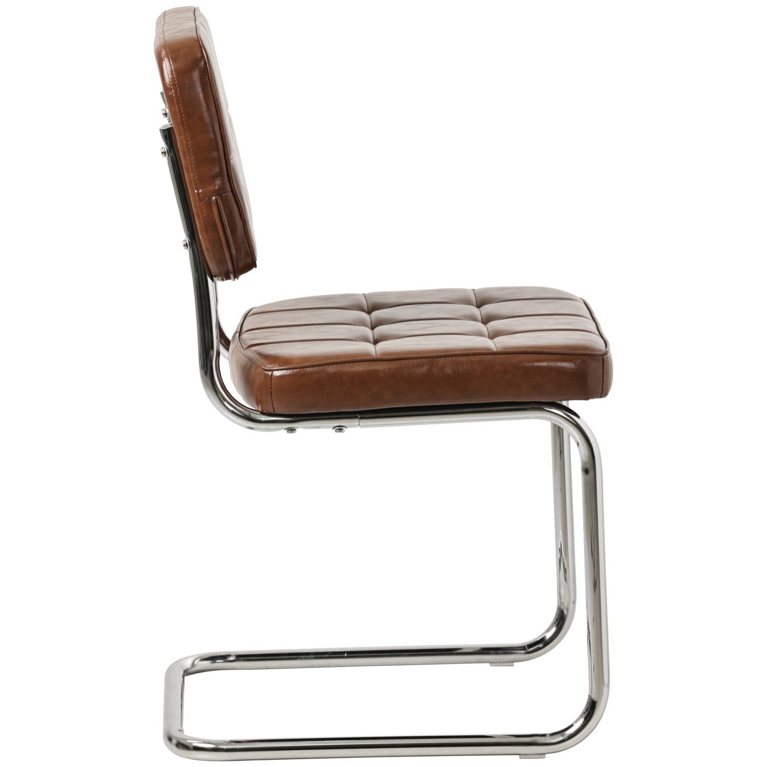 Lot de 2 chaises cantilever en simili marron MARIA