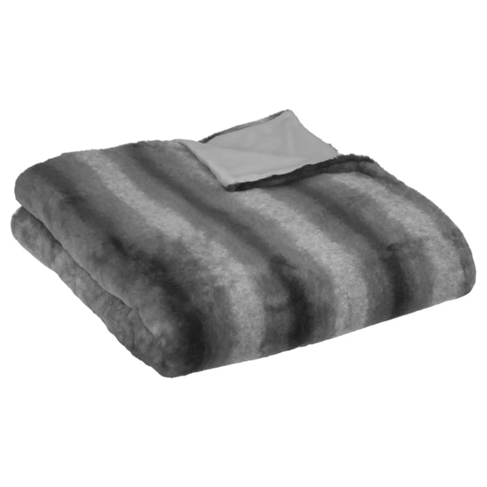 Plaid "Grizzli" fausse fourrure gris 180x230cm