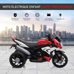 Moto électrique pour enfants 3 roues 6 V 3 Km/h effets lumineux et sonores rouge