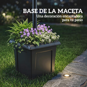 Farola Solar Exterior de Jardín con Macetero 2 Cabezales Impermeable IP44 Encendido/Apagado Automático y Altura Ajustable Luz Solar de Exterior LED para Terraza Patio 53,5x30x182 cm Negro