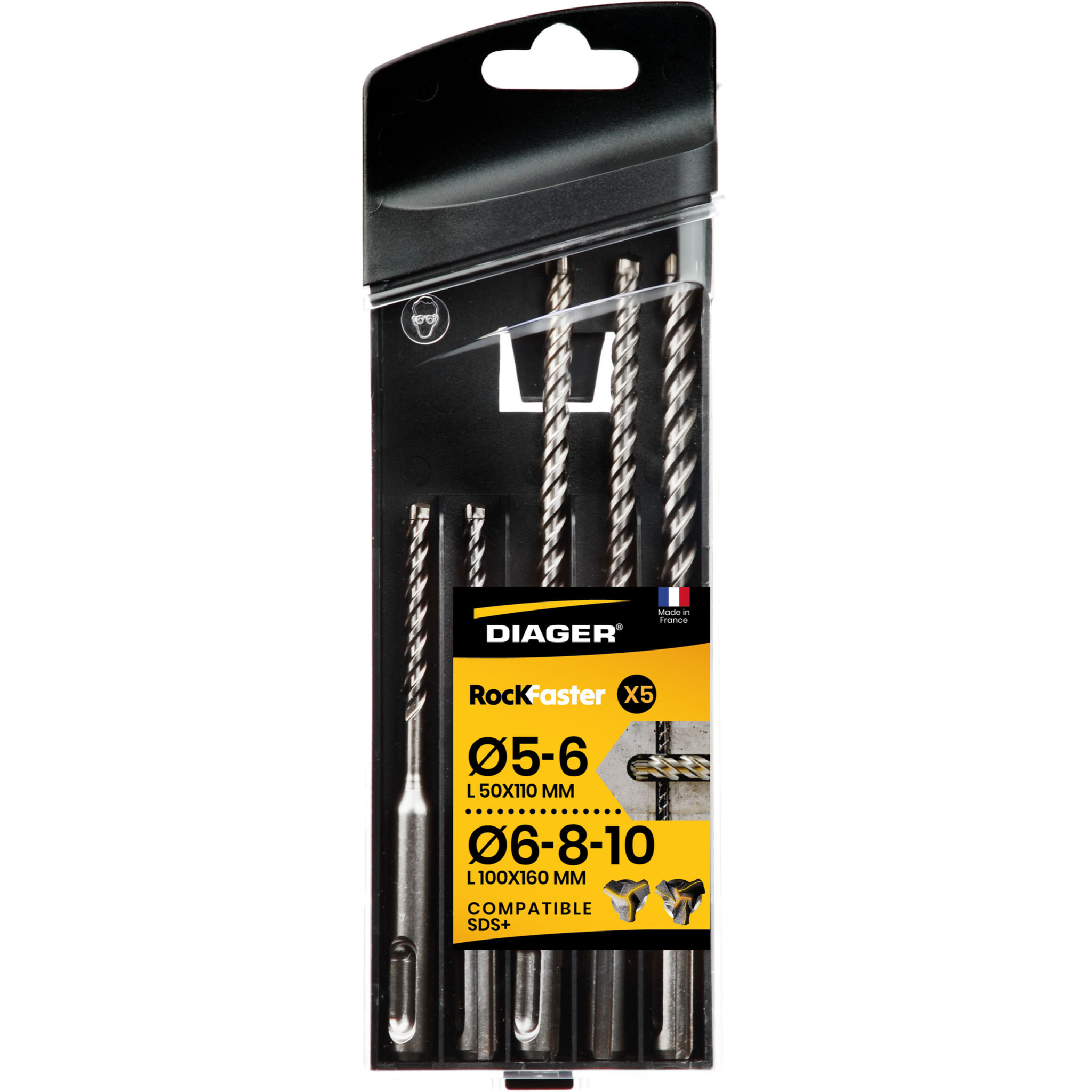 Coffret 5 forets béton SDS Plus Rockfaster - DIAGER - 1004A