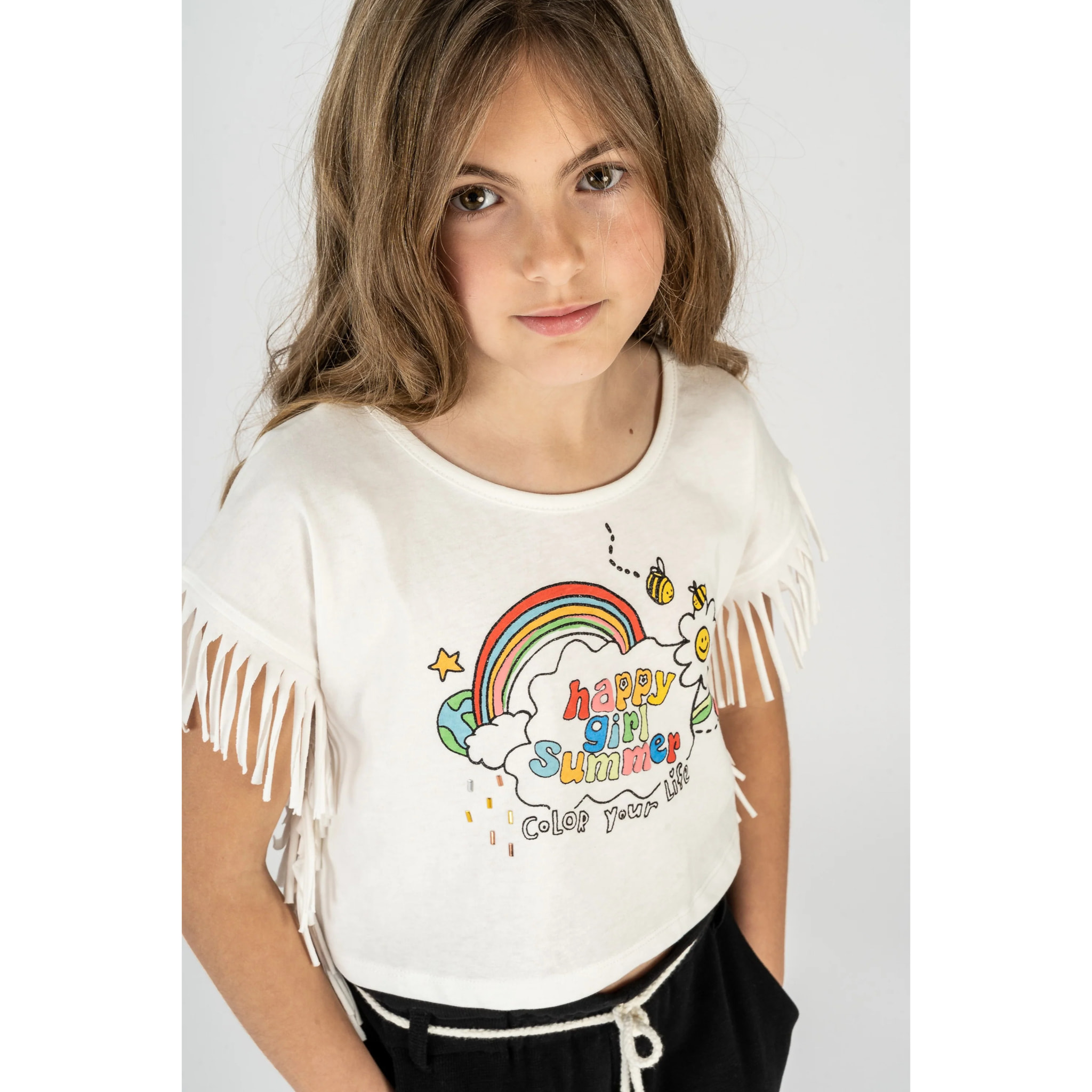 T-shirt Bambina Ecrù