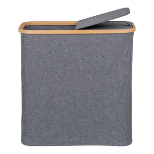 Cesta portabiancheria Noto in bambù FSC e tessuto grigio scuro 54x33x54 cm