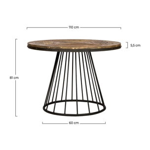 Table ronde 5 personnes en bois de cèdre et pied en métal D110 cm - Pralus
