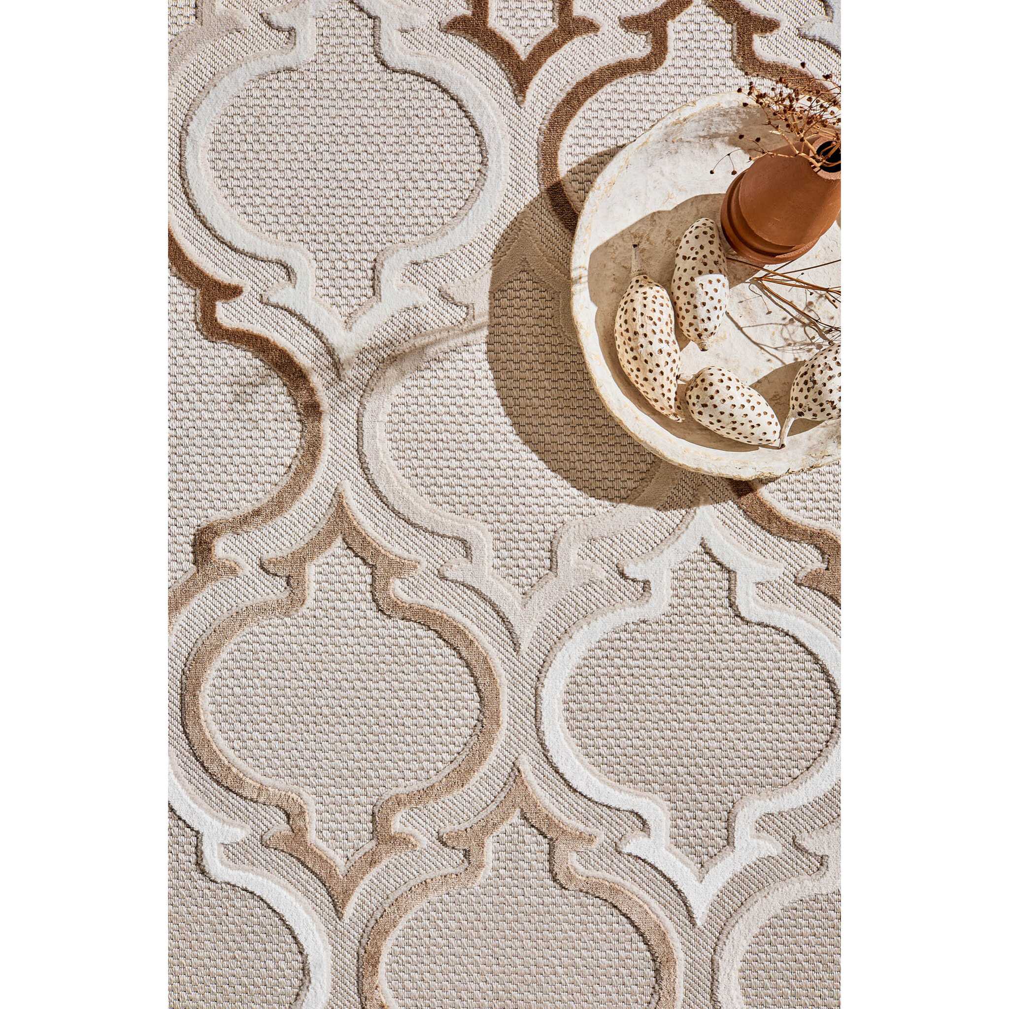 Tapis Loopin 329 beige 160x230 cm - Motif en relief - Indoor & Outdoor