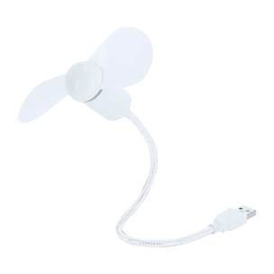 Ventilador flexible compatible con USB y USB-C, con cuello orientable para dirigir el flujo de aire. Compacto, ligero y sin necesidad de baterías, ideal para smartphones, portátiles y baterías externa