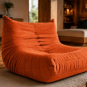 Fauteuil compressé en velours terracotta ALBA
