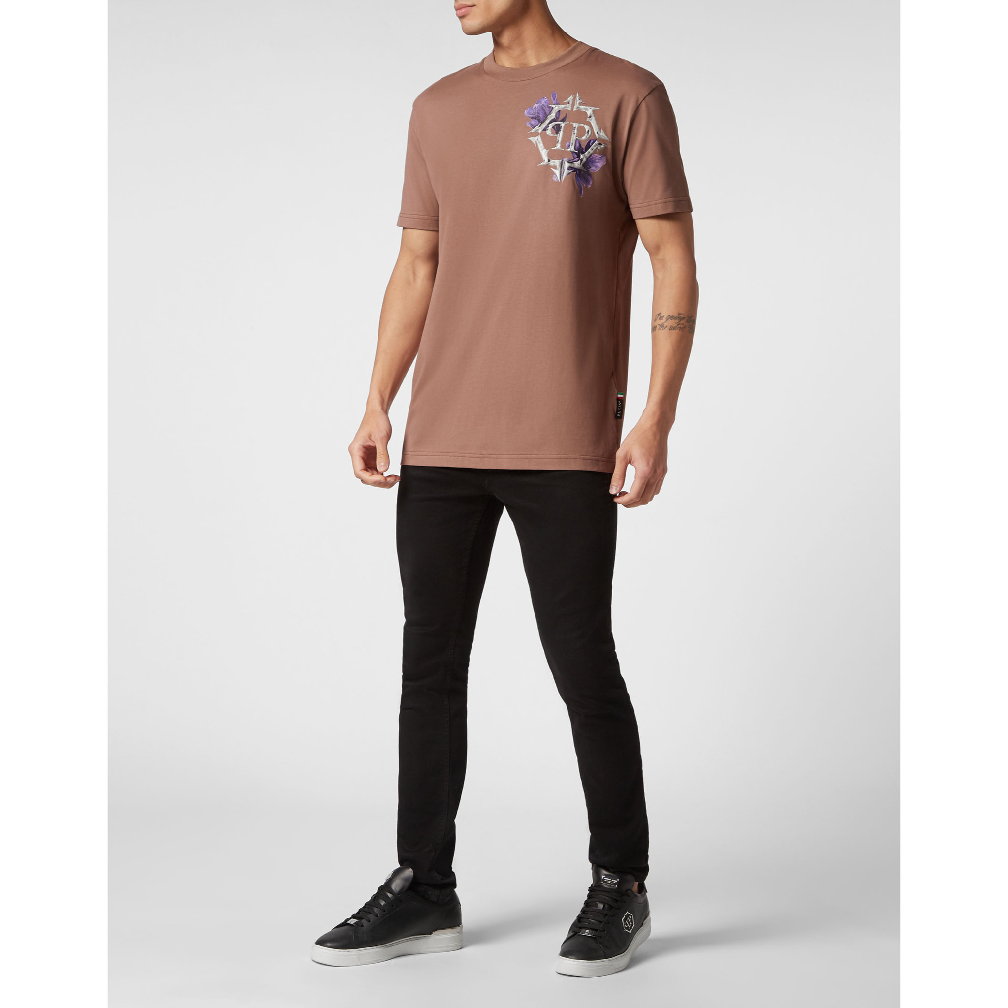 PHILIPP PLEIN T-Shirt Round Neck FLOWERS