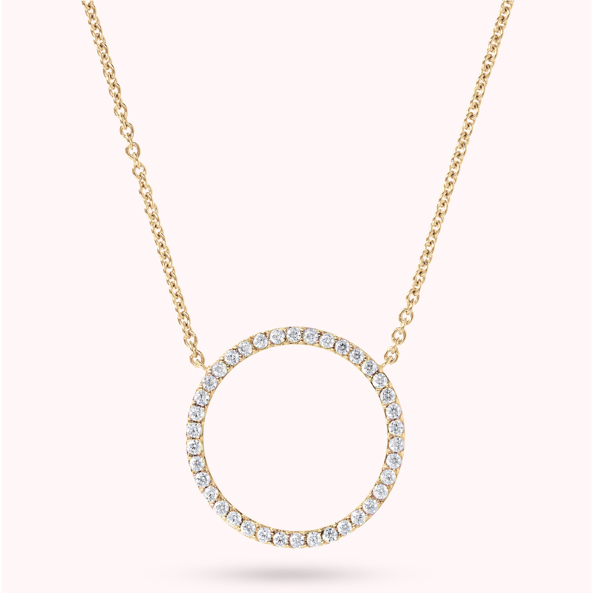 Collana Golden Catena Rolo con Pendente a Cerchio in Cubic Zirconia