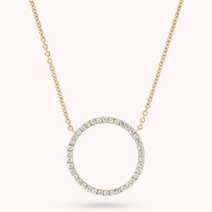 Collana Golden Catena Rolo con Pendente a Cerchio in Cubic Zirconia