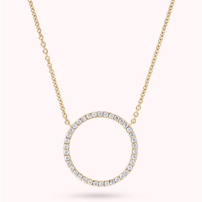 Collana Golden Catena Rolo con Pendente a Cerchio in Cubic Zirconia