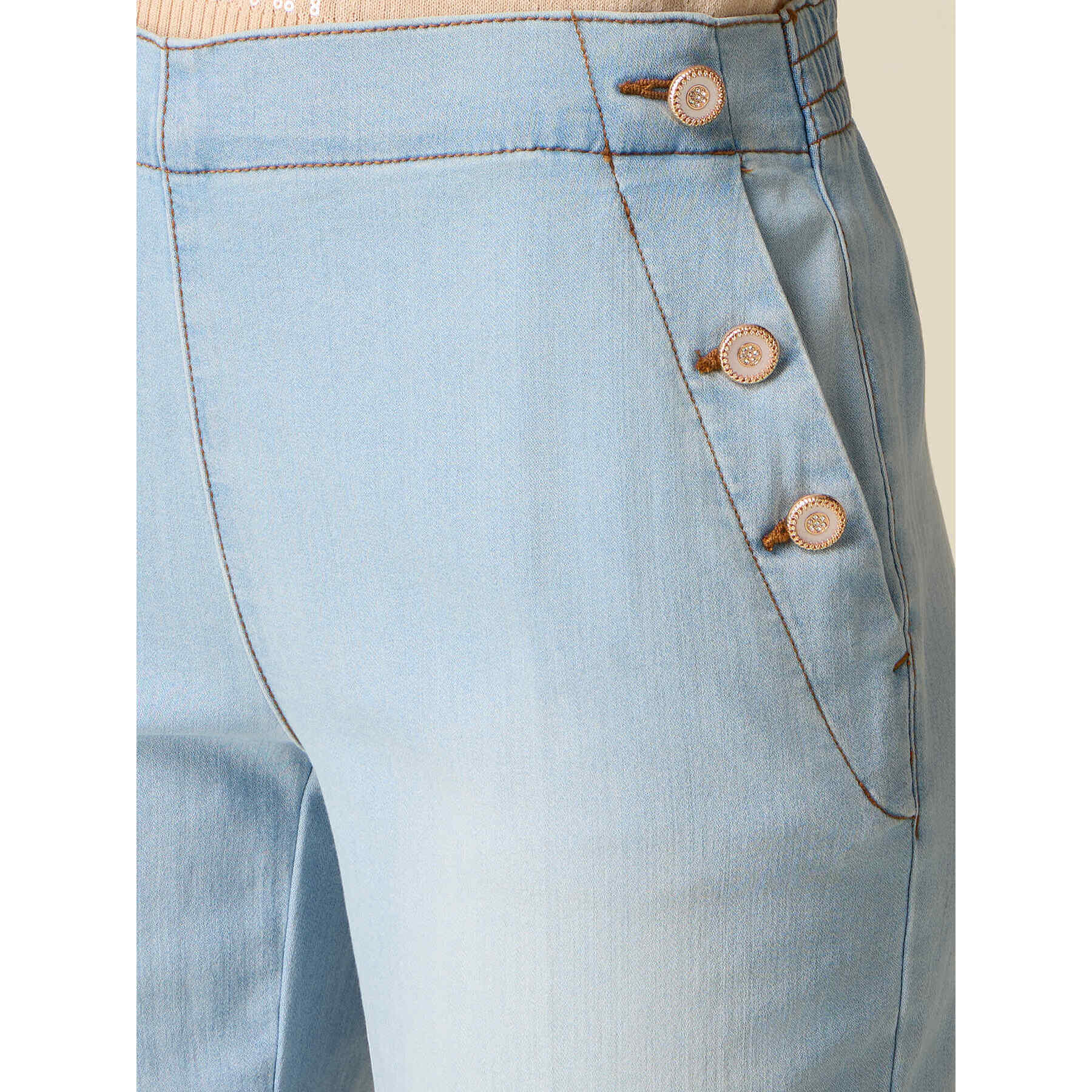 Oltre - Vaqueros con botones decorativos - Light - blue