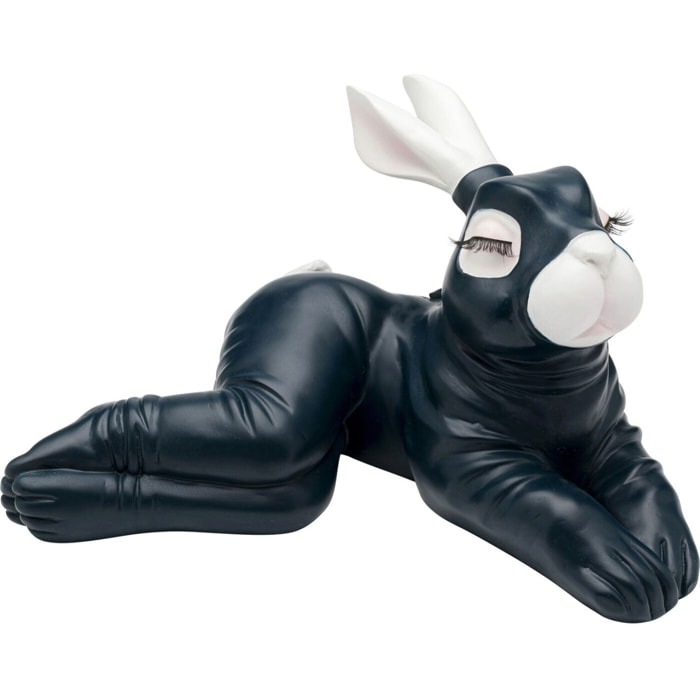 Tirelire lapine sexy allongée 27cm bleu foncé Kare Design