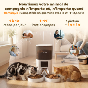 Distributeur automatique croquettes chat 6L 2 gamelles acier inox