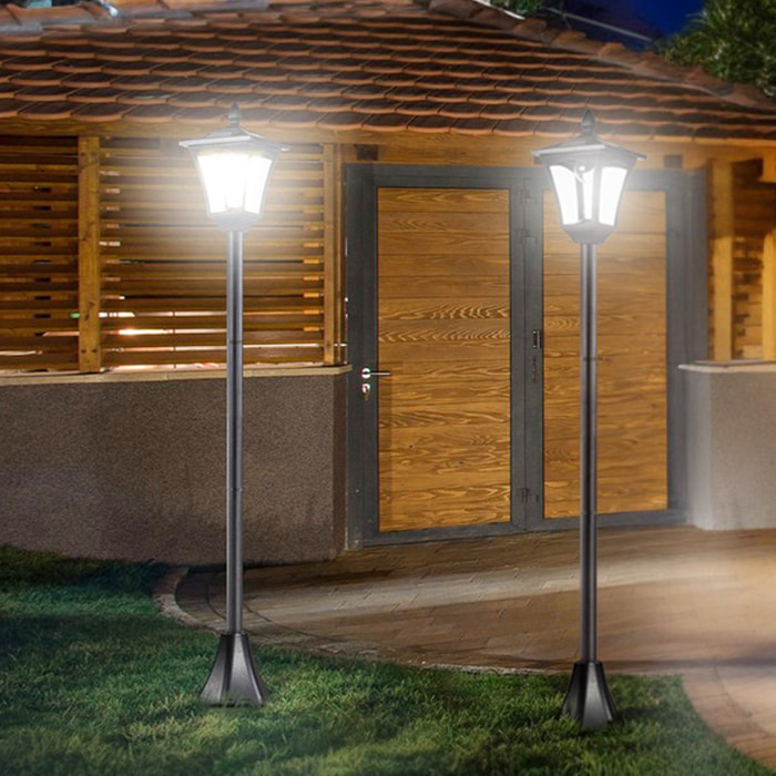 Conjunto de 2 Farolas Solares Luces Solares para Jardín con Panel Solar Encendido Automático Impermeable IP44 para Terraza Patio 18x18x160 cm Negro