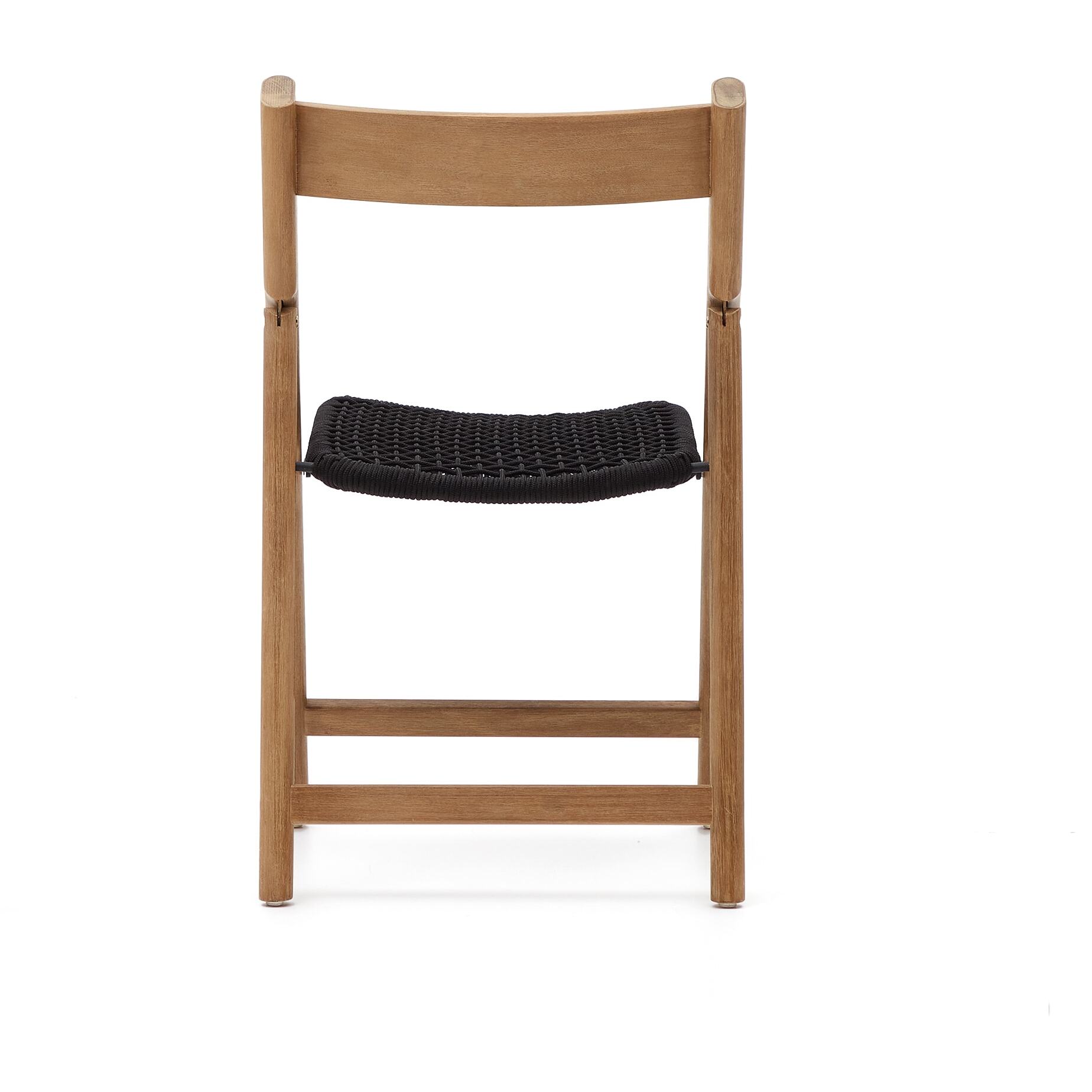 Silla plegable Dandara madera maciza acacia y estructura acero con cuerda negro FSC 100%