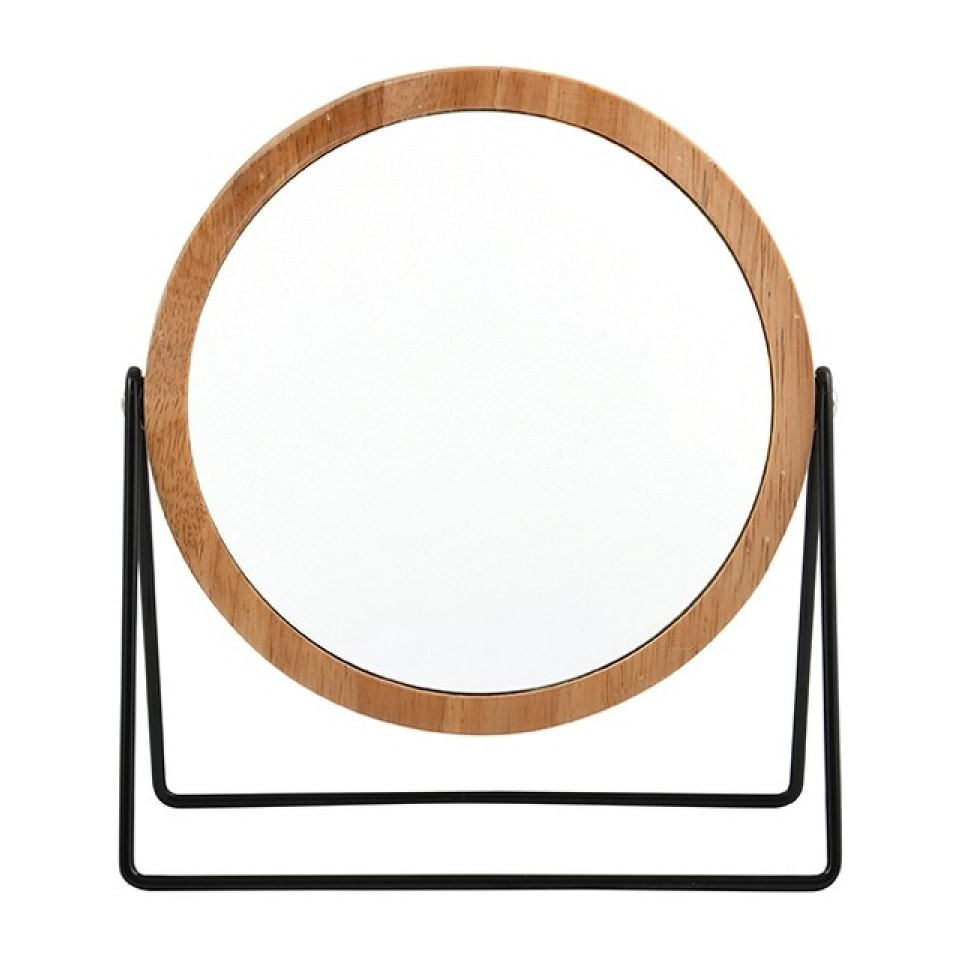 Miroir Rond Grossissant SATCHI Bois & Acier Noir MSV