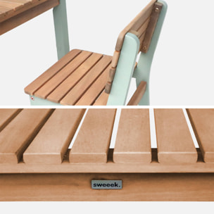 Table de jardin enfant intérieur/extérieur bois d'acacia + 2 assises CAROLINE
