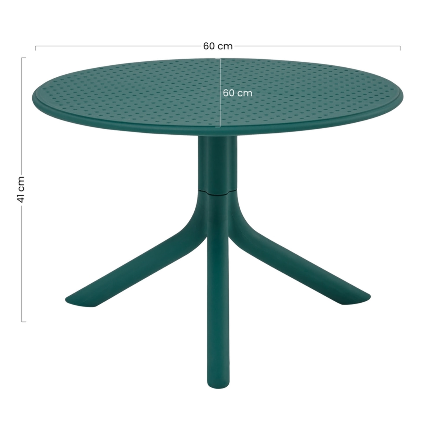 Tavolino basso da esterno in polipropilene 60x60x41cm verde petrolio – Obidos