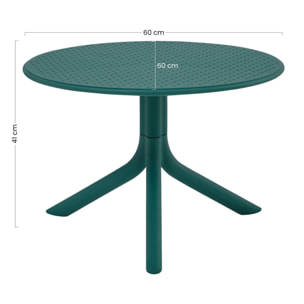 Tavolino basso da esterno in polipropilene 60x60x41cm verde petrolio – Obidos