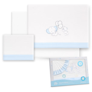 Triptico Coche Franela Oso Elefante Globos Bco/Azul