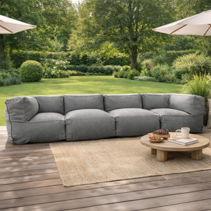 VERONE Salon de jardin modulable 4 places gris en tissu déperlant