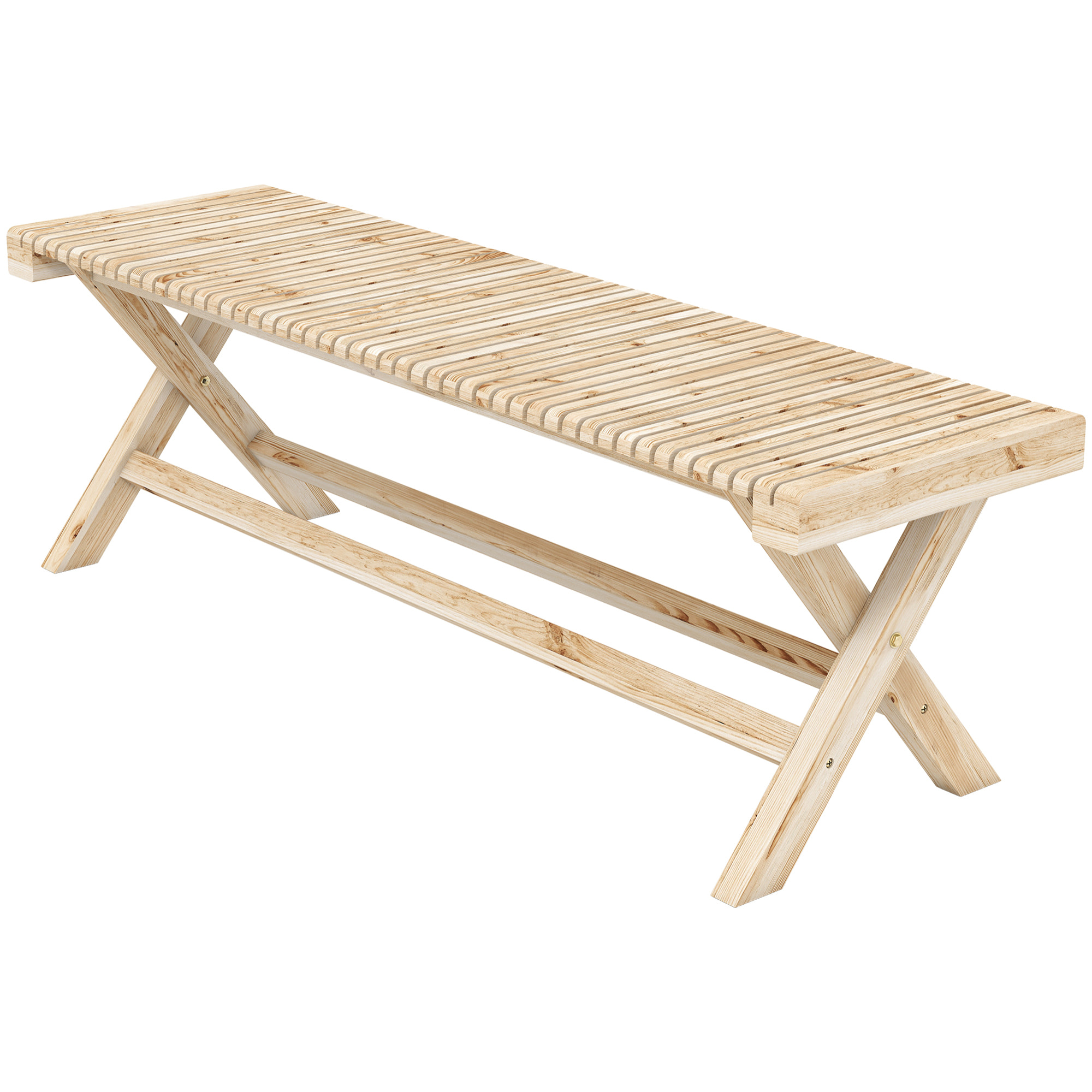Banc de jardin 2 places assise à lattes bois massif naturel