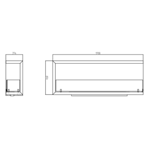 Sutri 120 - Camino a Bioetanolo da Incasso Angolare Destro 120x45x22,4 cm con Bruciatore 1,25lt in Acciaio
