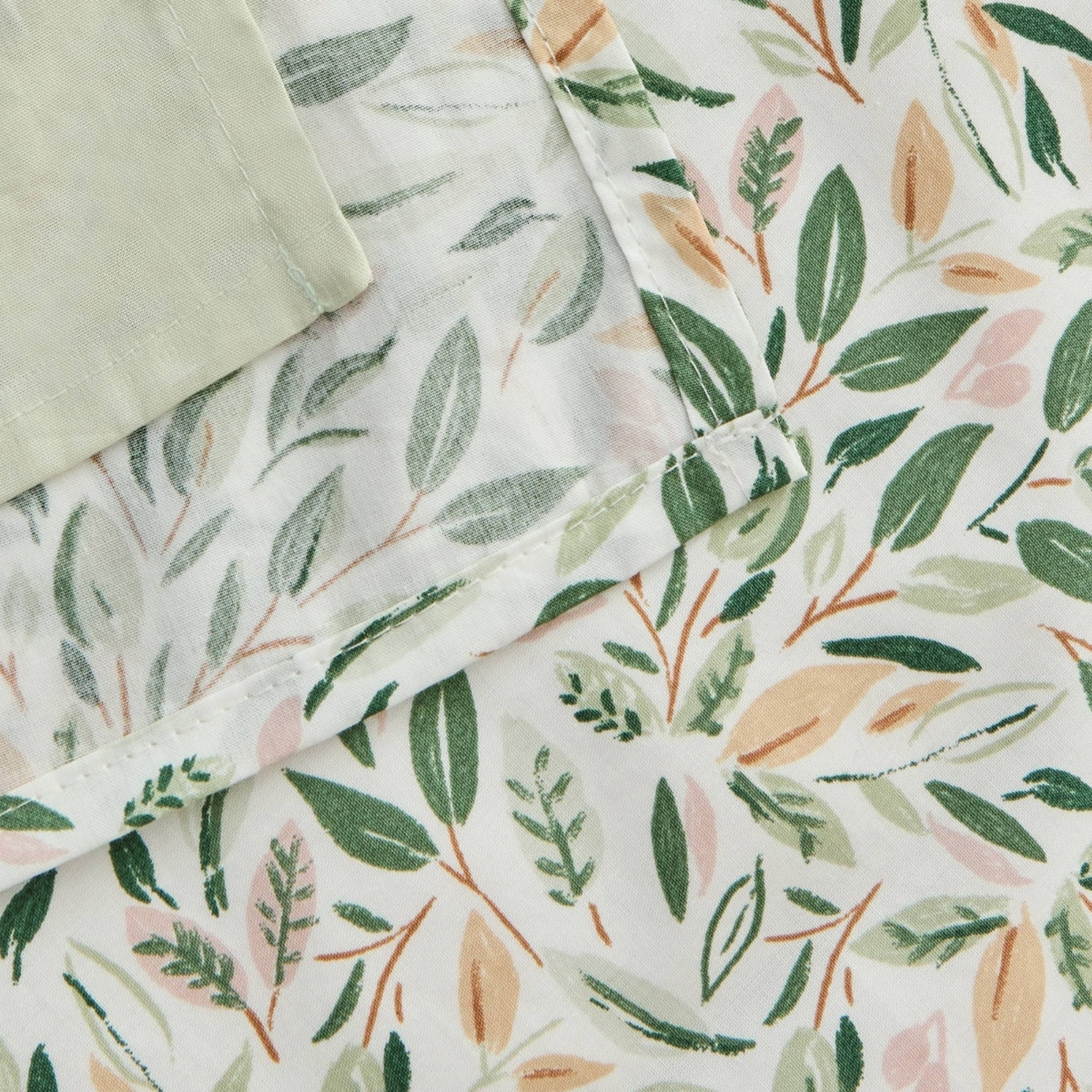 Funda nórdica hojas Pra color verde 100% Algodón percal