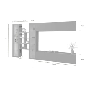 Parete attrezzata Demetrio, Set salotto porta TV a 4 ante, Mobile soggiorno multiuso, 100% Made in Italy, cm 280x30h180, Antracite e Acero