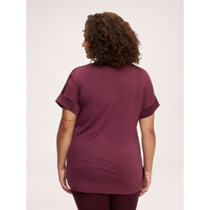 Fiorella Rubino - Camiseta bimaterial en raso y jersey - Burgundy