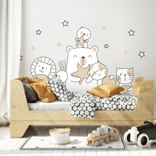 Stickers muraux | Sticker Mural Autocollant - ANIMAUX À LA PÊCHE À LA LUNE ET AUX ÉTOILES - Stickers adhésifs