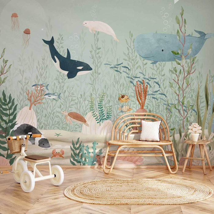 Papier peint créatures de la mer Intissé