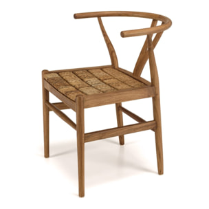 SIXTINE - Chaise marron en bois de teck recyclé dossier arrondi