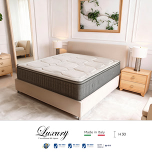"Positano" H30 cm 90x200 guanciale Memory OMAGGIO a molle insacchettate e 4cm memory Gel