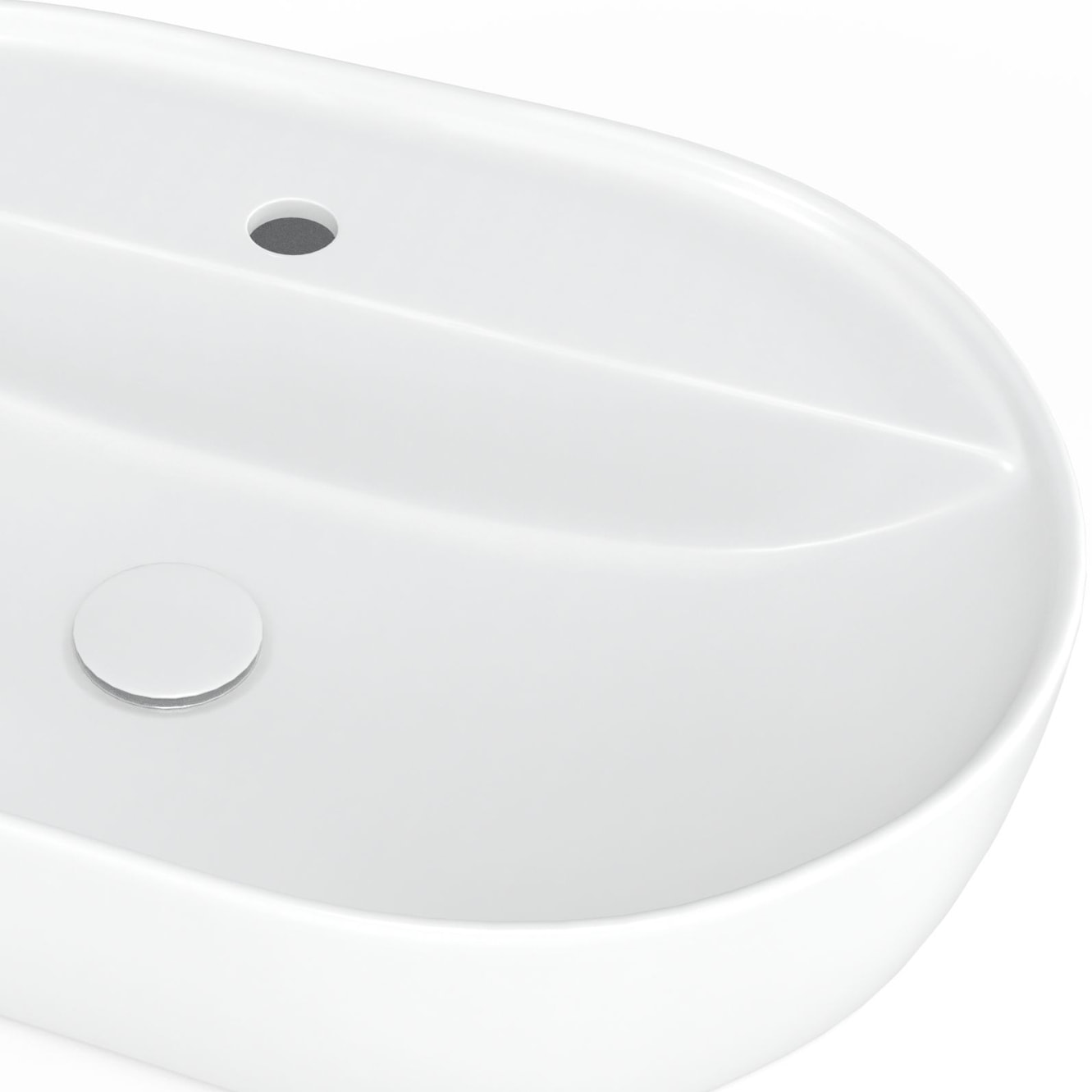 Infinitio Vasque à poser 60 x 40 x 12,5 cm, sans trop-plein + Bonde à écoulement libre - Blanc mat