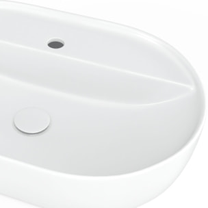 Infinitio Vasque à poser 60 x 40 x 12,5 cm, sans trop-plein + Bonde à écoulement libre - Blanc mat