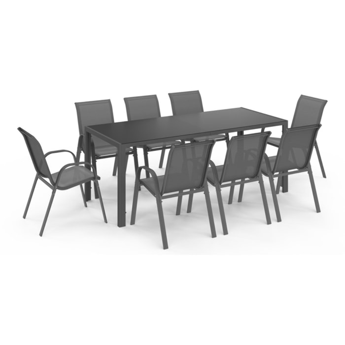 Ensemble repas Formentera 8 places gris