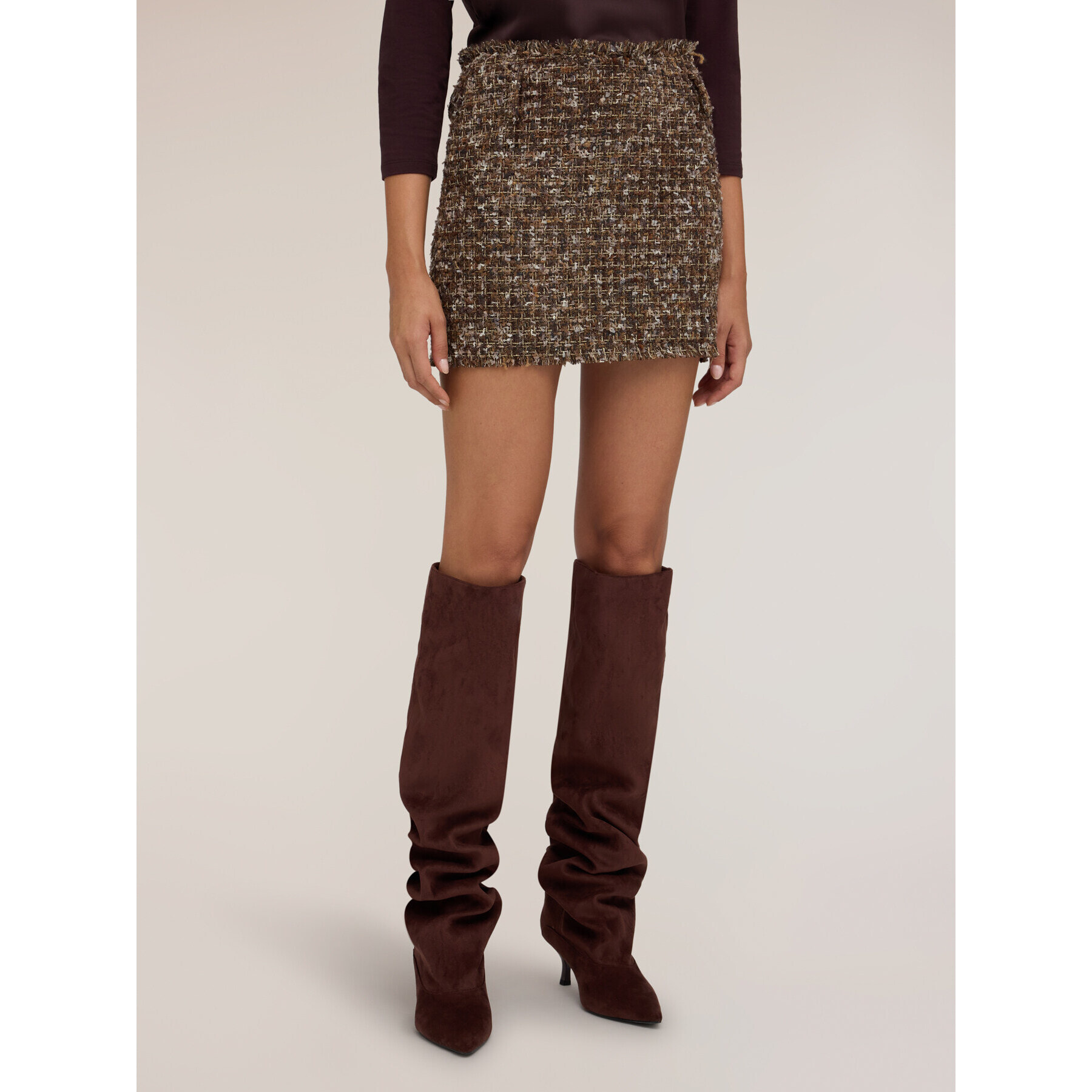 Motivi - Minigonna in tweed - Marrone