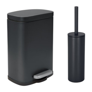 Set Poubelle à  pédale 5L & Brosse Wc AKIRA Noir mat Spirella