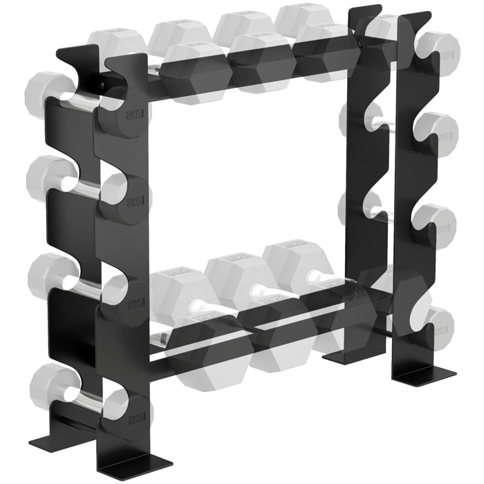 Soporte Mancuernas de 4 Niveles, Estante de Almacenamiento de Pesas de Acero Resistente para Mancuernas, Kettlebells, para Entrenamiento en Gimnasio Casa, Carga 200 kg, 70x21x55 cm