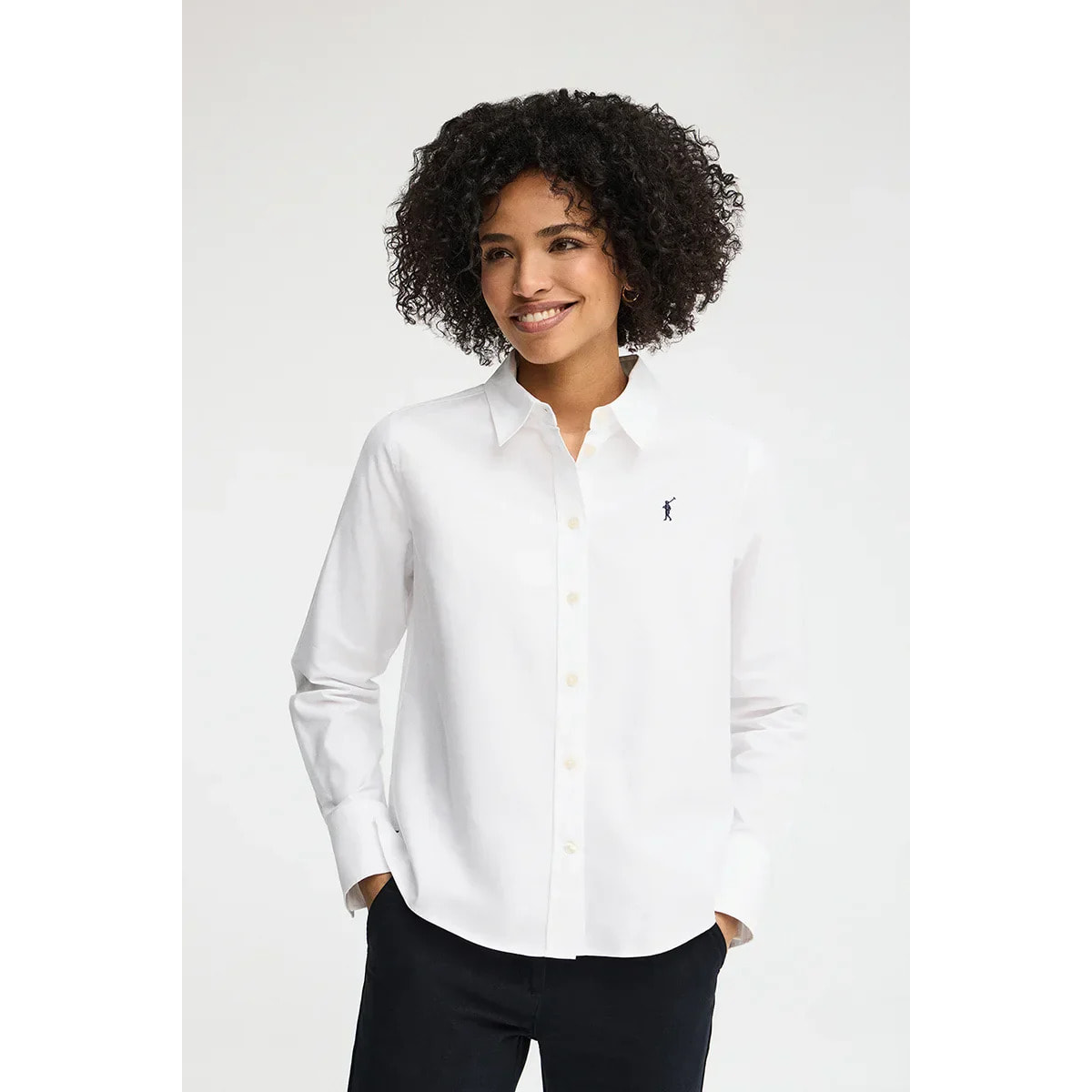Camisa oxford blanca de corte regular con bordado Rigby Go
