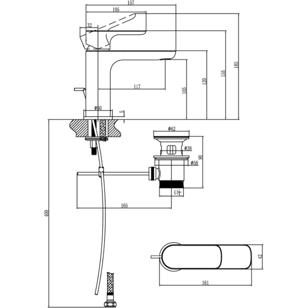 Mitigeur lavabo O.novo sans tirette chrome