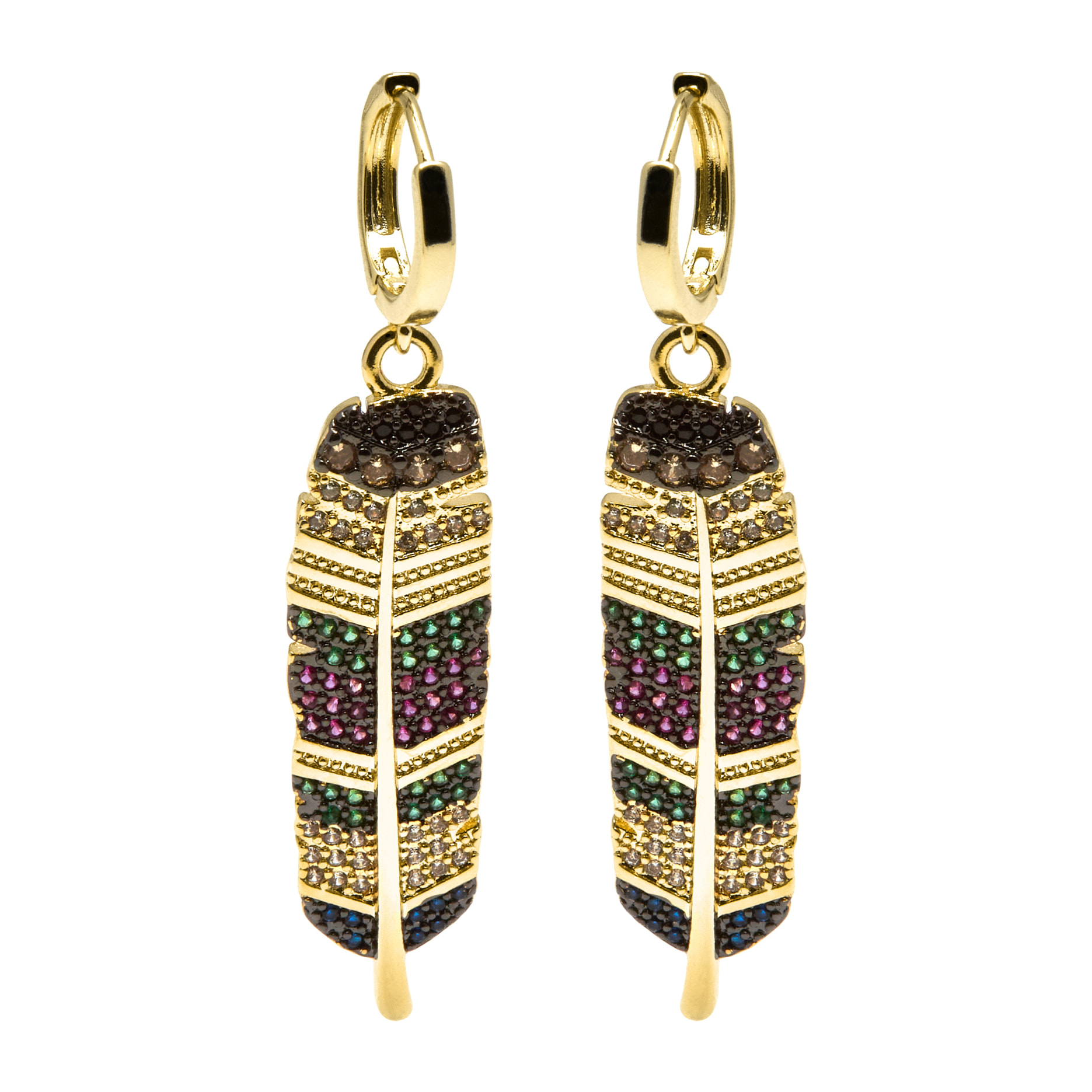 Pendientes de Circonita Multicolor acabados en oro amarillo de 18k