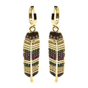 Pendientes de Circonita Multicolor acabados en oro amarillo de 18k