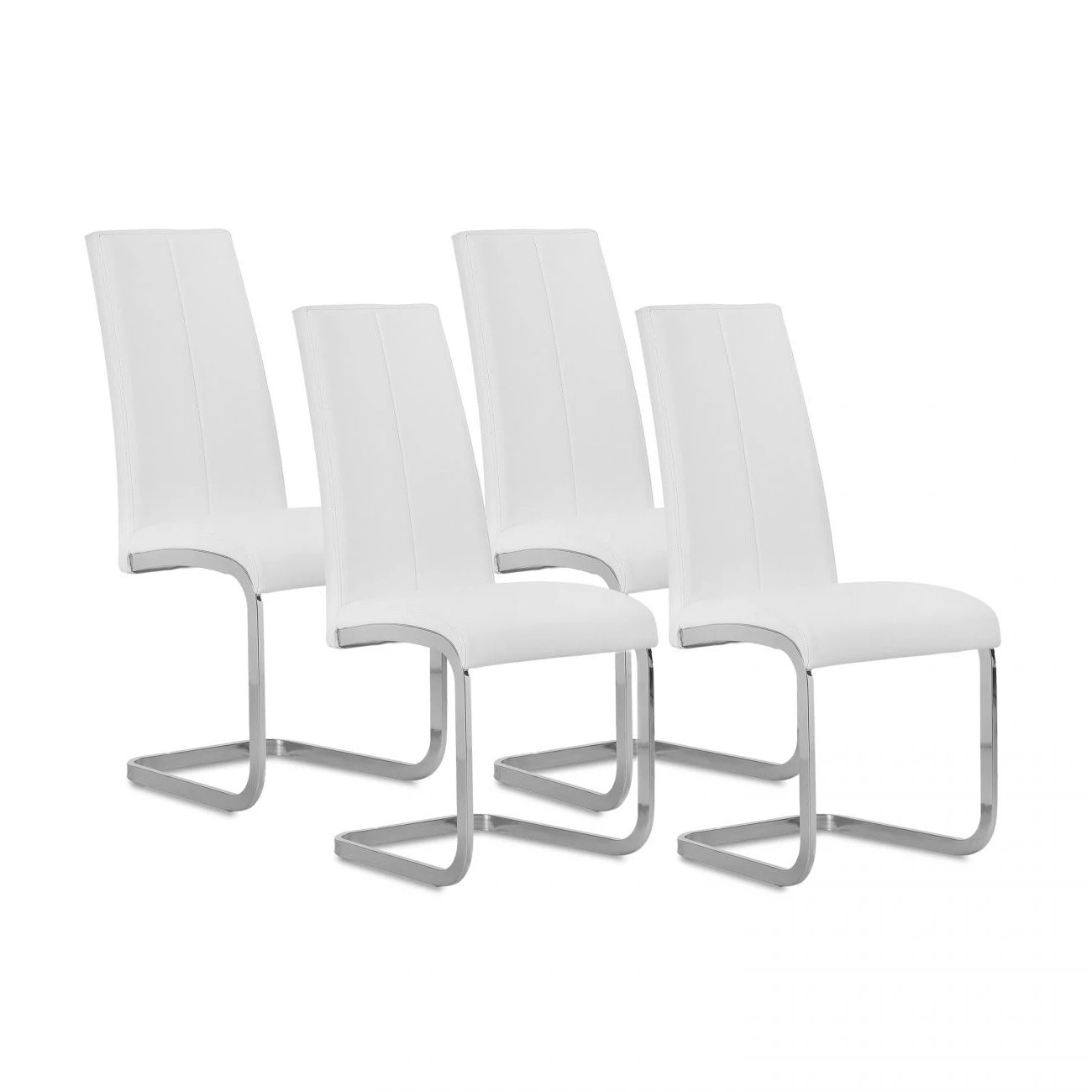 Pack 4 sillas de comedor Smile símil piel Blanco