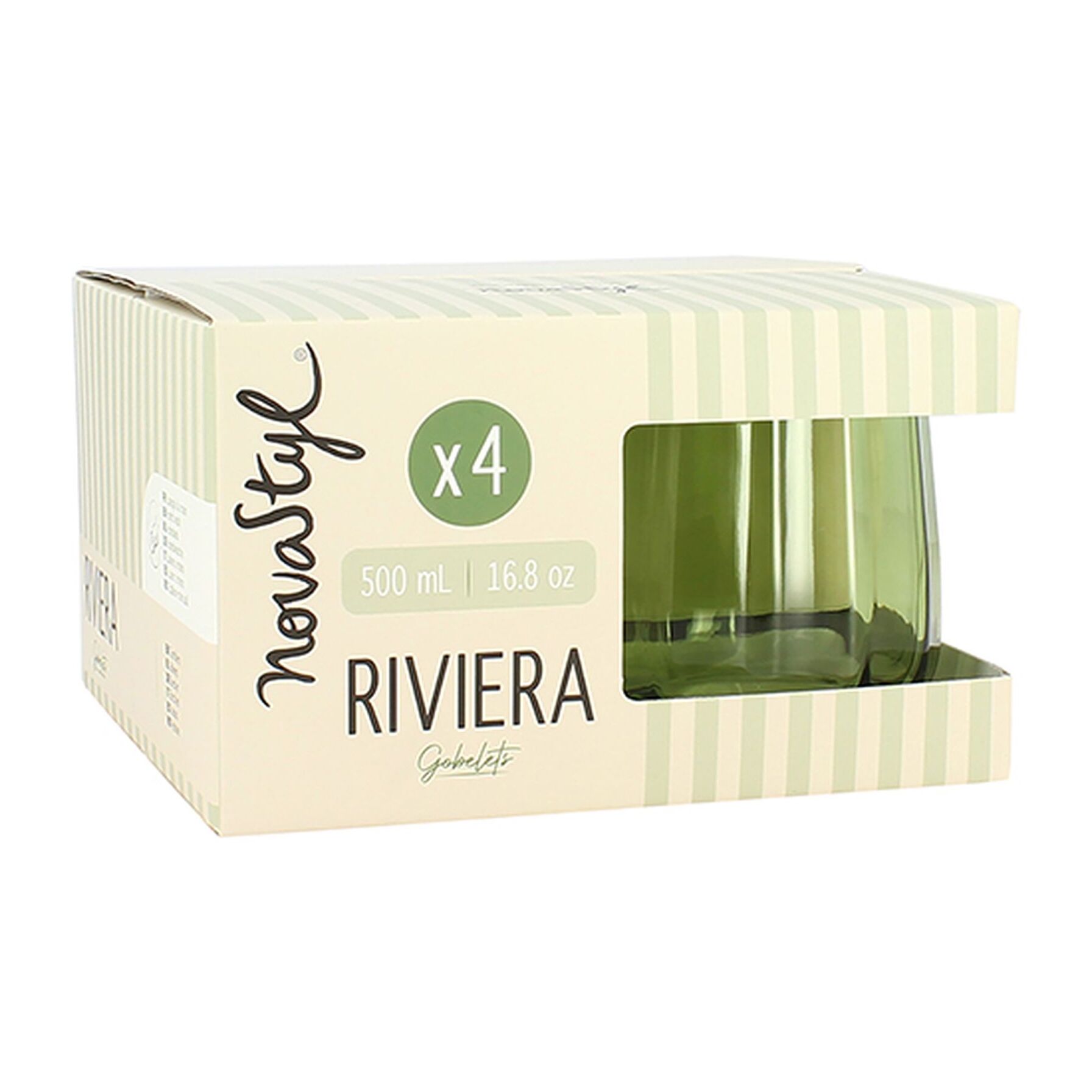 Lot de 4 gobelets en verre 52,5cl verts RIVIERA