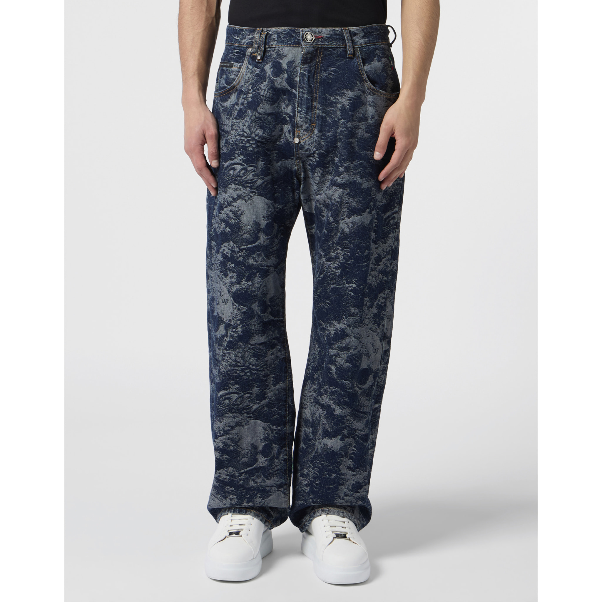 PHILIPP PLEIN Beach Boy Fit Jeans All-Over Skulls Skull