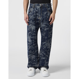 PHILIPP PLEIN Beach Boy Fit Jeans All-Over Skulls Skull