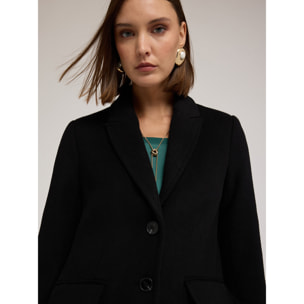 Motivi - Cappotto in misto lana ammagliato - Nero